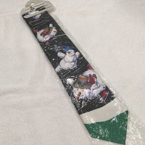 Nutcracker Festive Ties Flying Snowman blue green tie.